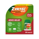 Zyrtec 24 Hour Hives Relief Tablets, 10 mg Cetirizine HCl Tablets to Help Reduce Hives & Reduce Itching Due to Hives, Antihistamine Tablets for Itch Relief & Treatment of Urticaria, 30 ct