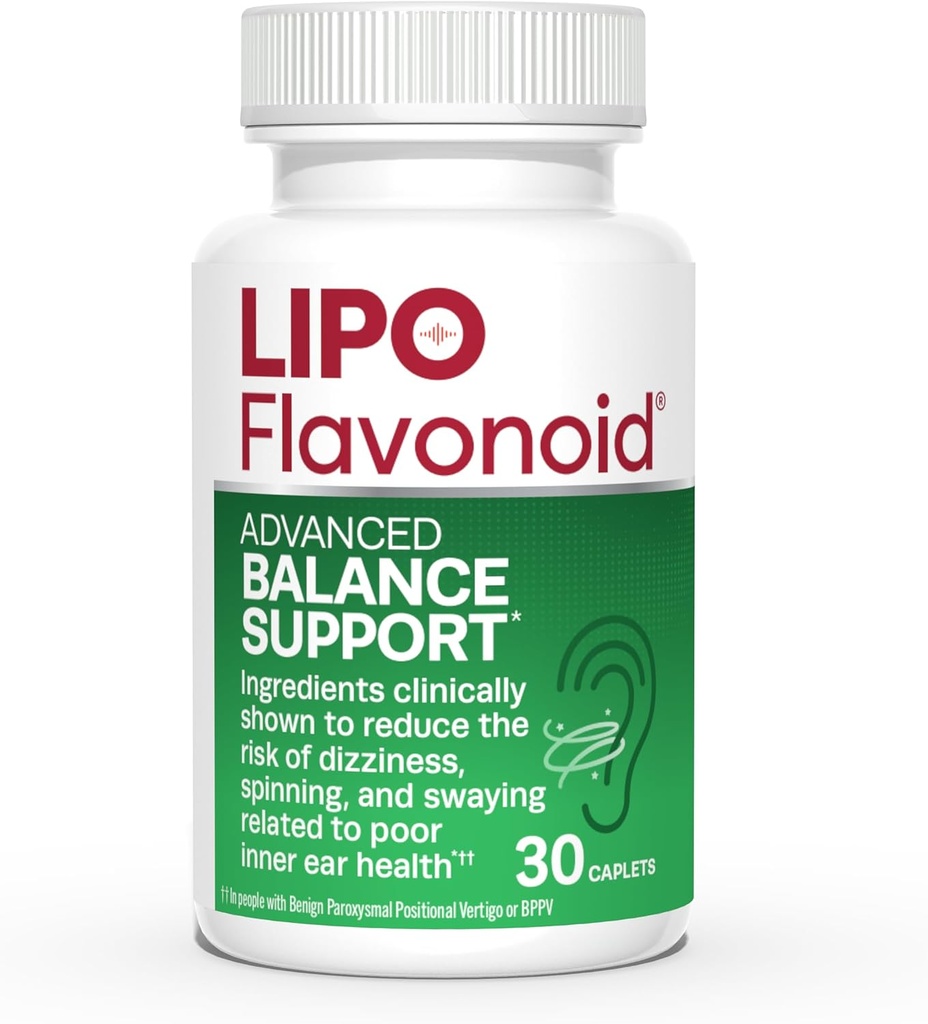 Supplément de soutien à l'équilibre lipo-flavonoïde - Santé de l'oreille intérieure et soulagement du vertigo avec Ginkgo Biloba, Bioflavonoïdes, et vitamines B - Réduit les étourdissements, Spinning et Swaying - 30-Count