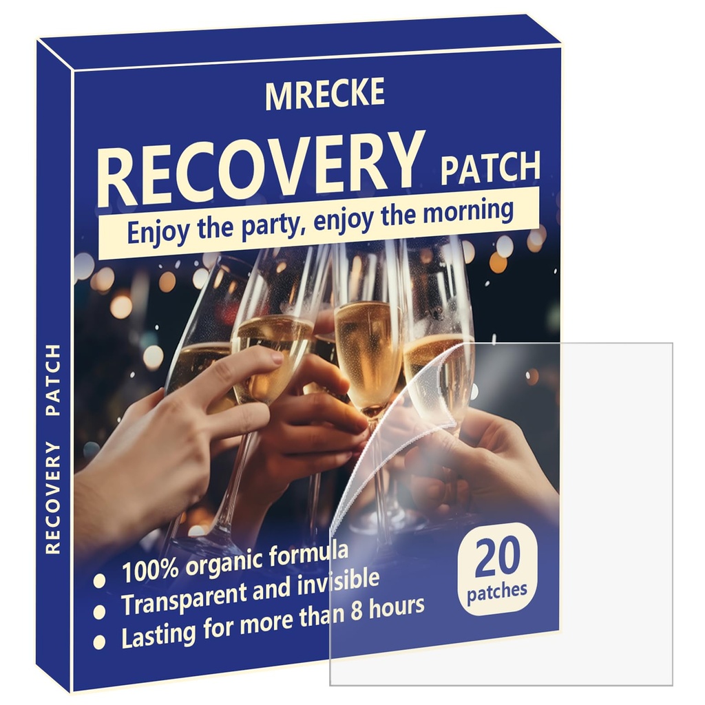 Party Recovery Patches 20 Pack, Natural Ingredients for Quick Recovery, Individually Wrapped, Skin-Friendly & Waterproof - Enhanced Morning Formula, Wake Up Refreshed and Energized