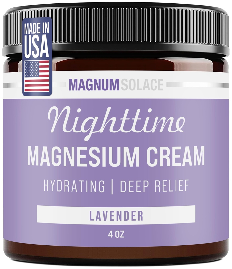 Lotion de magnésium – Crème de magnésium nocturne – Appliquer sur les jambes, les bras ou la poitrine - Chlorure de magnésium topique – États-Unis Made and Safe for Kids (Lavande)