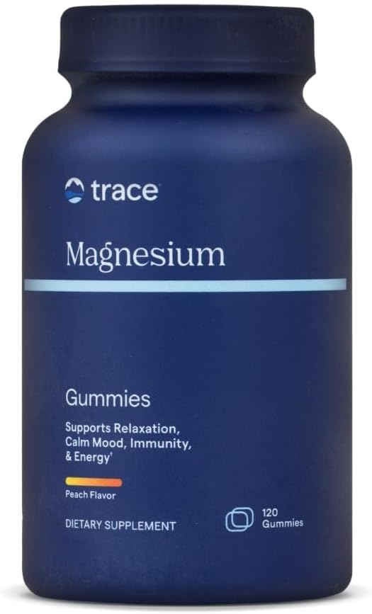 Trace Minerals Magnésium Gummies - Supporte un mindset calme - Magnésium Chewables pour les enfants et les adultes - os, digestion, santé cardiaque et immunitaire - Peach Flavor - 120 Comte (120 portions)