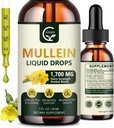 (2 packs) gouttes de Mullein pour les poumons - Lungs Cleanse and Respirative Support, puissant extrait de 4 en 1 de Mullein Leaf avec Elderberry, Marshmallow Root et Orange Peel pour Bronchial Support, 1 Fl Oz