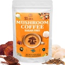 Champignon Café - Champignon Café biologique avec 11 champignons super-alimentaires, comprend Lion's Mane, Reishi, Chaga, Cordyceps et adaptogènes, Supplément Champignon pour l'énergie, Focus, Mémoire et Immunité - 5.3oz
