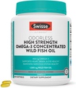 Swisse Wild Fish Oil Omega 3 Supplements for Women and Men | EPA DHA Fish Oil Supplements | Odorless - Helps Support Brain, Eye and Heart Health | High Strength 1500 mg | 400 Softgel Pills