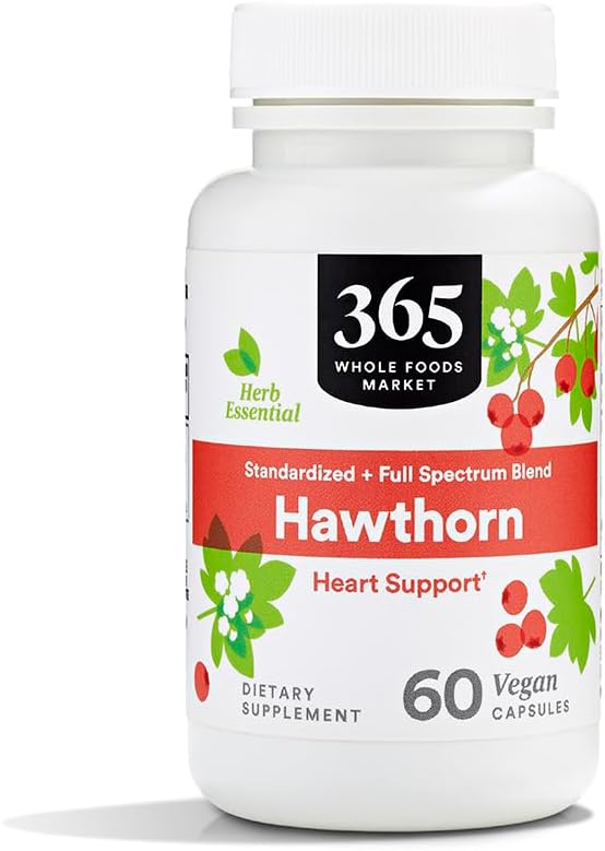 365 par Marché des aliments entiers, Hawthorn standardisé + Full Spectrum Blend, Heart Support, Capsules Vegan, 60 Compte