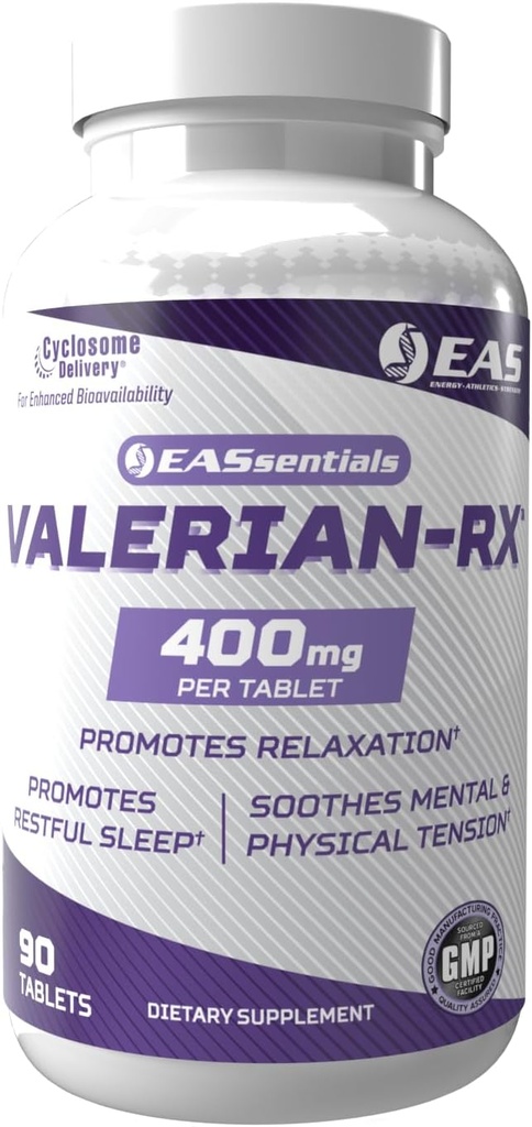 EAS Valerian-RX Valerian Root 400mg.Promeuve la relaxation et le sommeil reposé.