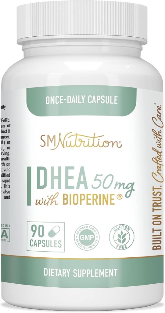 Soutien à l'équilibre hormonal et à l'énergie (DHEA 50mg) 3-Mois Supplément de soutien au vieillissement sain pour les femmes et les hommes (Gluten-Free, Végétarien, Non-OGM, Troisième partie testé) 90 Capsules par bouteille