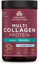 Ancient Nutrition Collagène Powder Protein, Multi Collagène Powder Joint + Mobilité, 20 Servir, Supplément articulaire avec des peptides de collagène hydrolysés pour la post-entraînement, 7,48oz