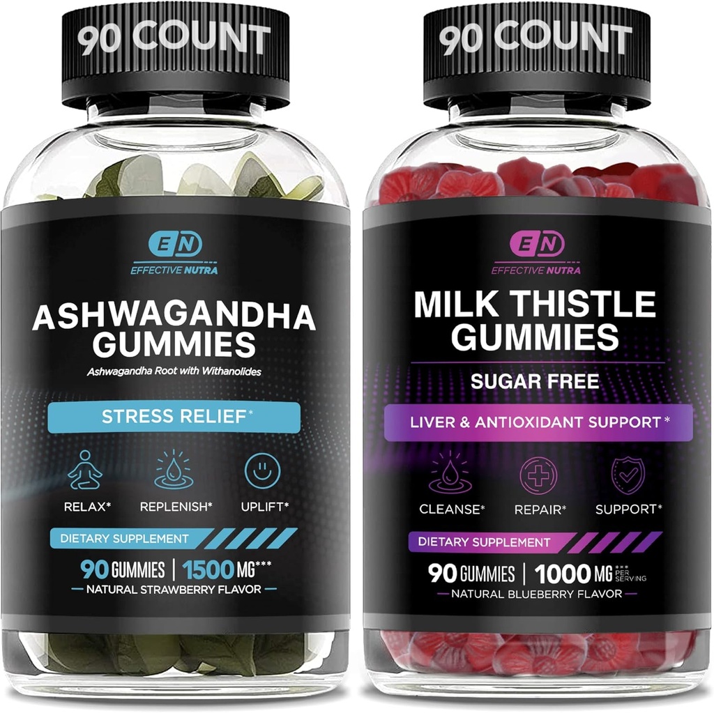 NUTRA Effective Ashwagandha Gummies & Thistle Gummies