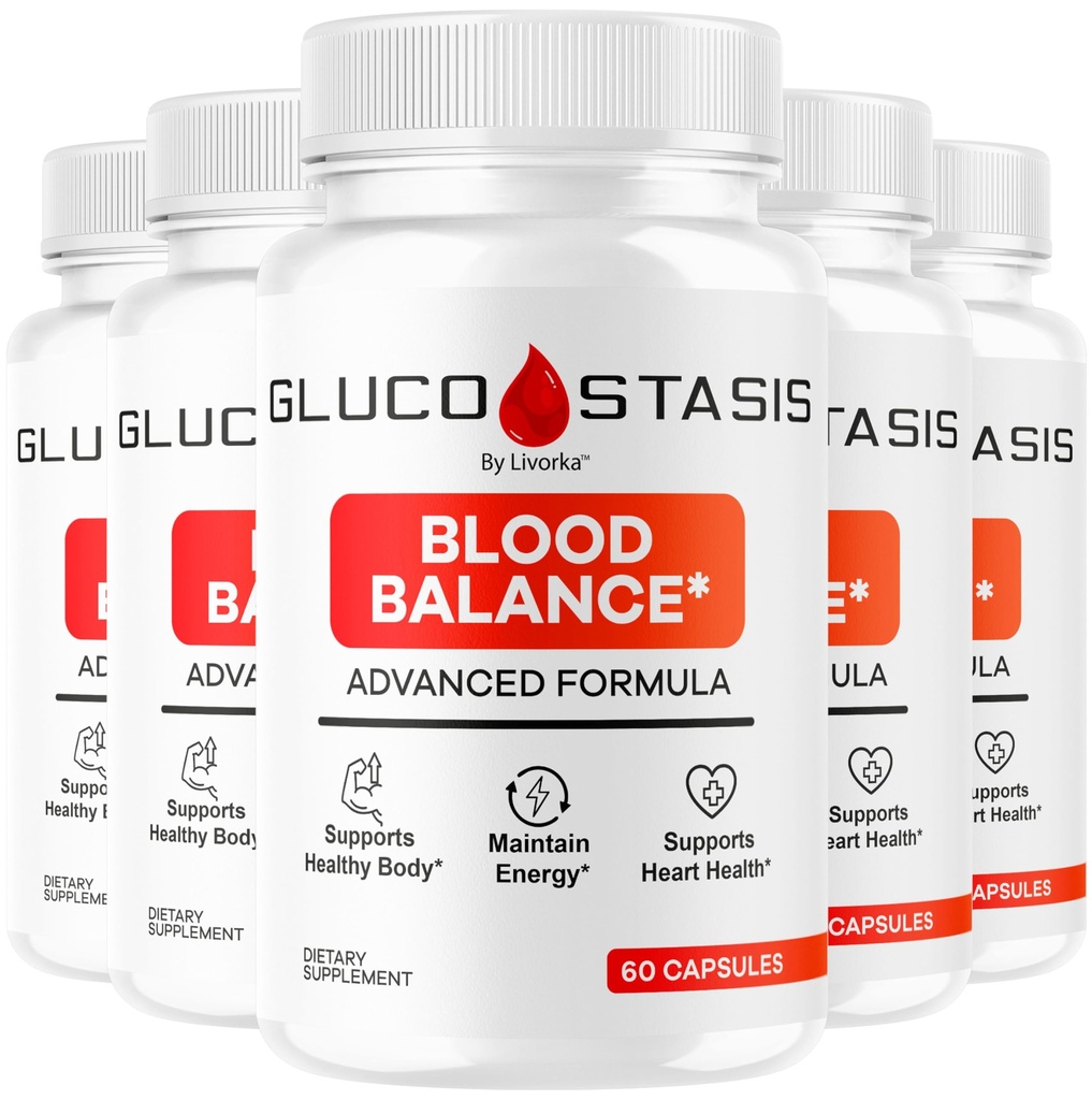 (5 Pack) GlucoStasis Blood Balance Support - Official GlucoStasis Capsules Support Supplement All Natural Advanced Formula, GlucoStasis Pills Vitamins for Health & Wellness, 300 Capsules for 5 Months