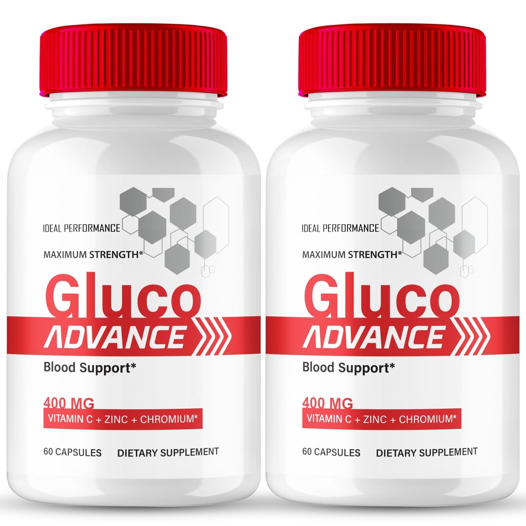 Gluco Advance Capsules, Premium GlucoAdvance Advanced Blood Formula Supplement Pills - Maximum Strength, All Natural Healthy Circulation & Stable Levels, Official Gluco Advance Reviews (2 Pack)
