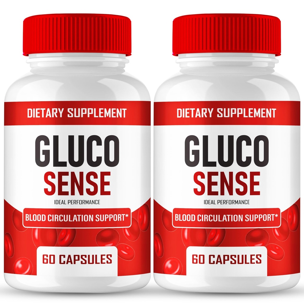 GlucoSense Capsules, Official GlucoSense Pills Advanced Blood Formula Supplement - Maximum Strength, All Natural Healthy Circulation & Stable Levels, Advanced Gluco Sense Health Reviews (2 Pack)