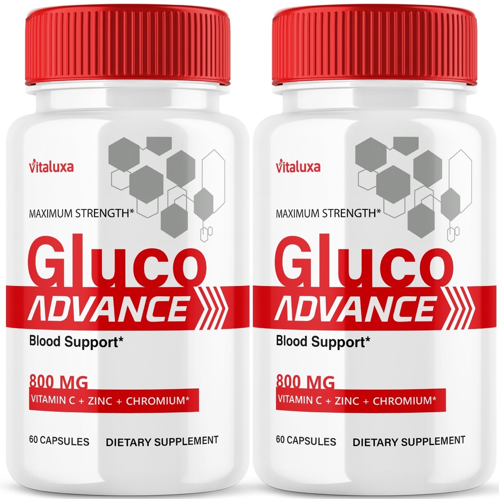 (2 Pack) Gluco Advance Capsules, Gluco Advanced Blood Support Supplement GlucoAdvance Pills for Joints, GlucoseAdvance Premium Blend Flow Balance All Natural Formula Overall Health Wellness (120 Ct)