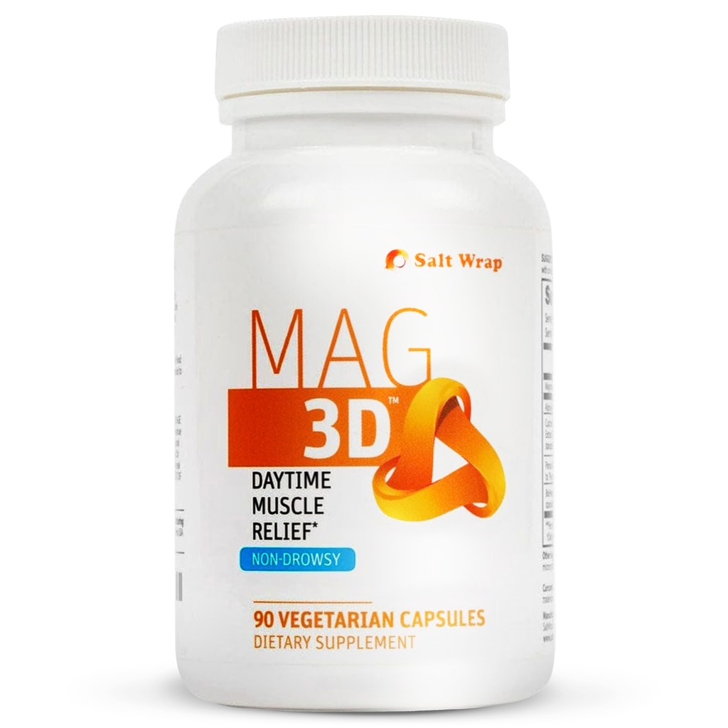 SaltWrap Mag 3D – Soutien de la crampe et des muscles pendant la journée (non somnolent) - Supplément naturel pour la santé des muscles et des nerfs avec acide lipoïque turcuménique, acide alpha et magnésium