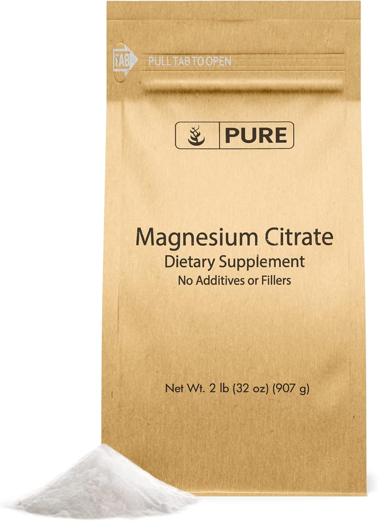 Ingrédients originaux purs Citrate de magnésium (2 lb) Supplément de magnésium, non aromatisé, dissolve facilement
