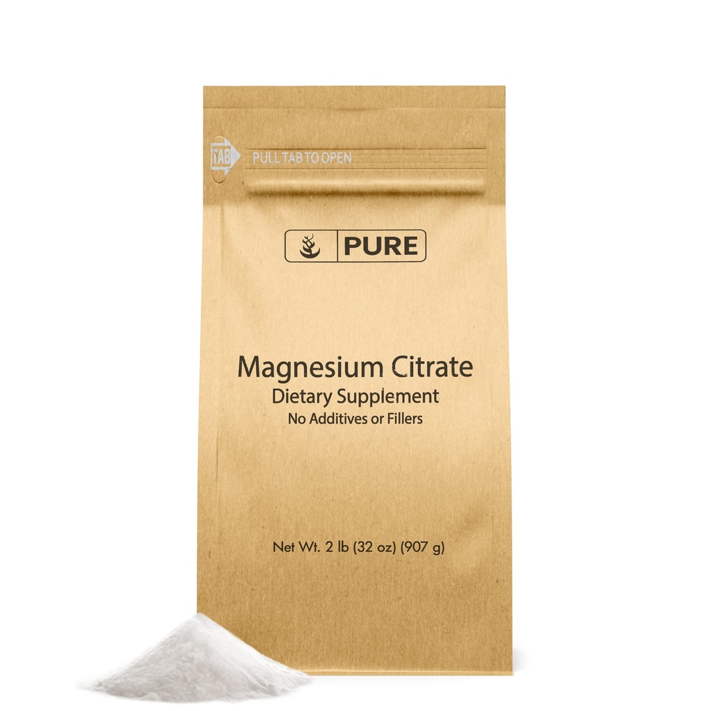 Ingrédients originaux purs Citrate de magnésium (2 lb) Supplément de magnésium, non aromatisé, dissolve facilement