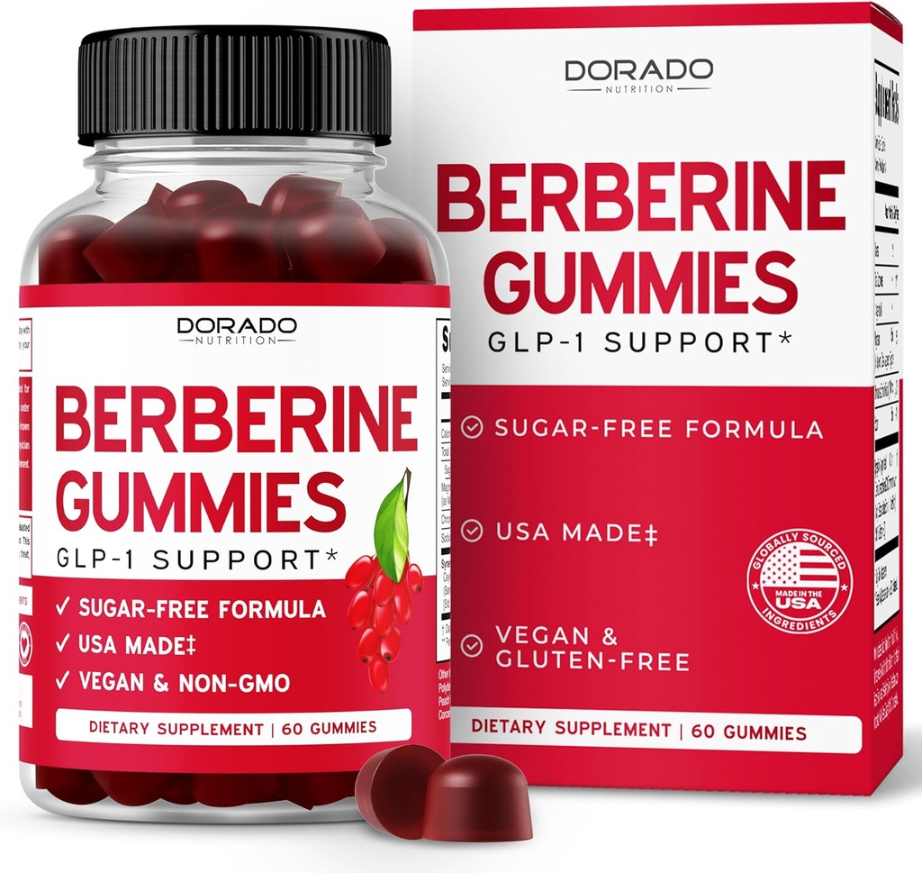 Gommies berbères avec cannelle Ceylan (1,200mg) Supplément de cannelle Berberine Ceylan Premium sans sucre pour les adultes - Tiers-parties testées, non-OGM et fabriqués aux États-Unis - 60 Gommies à croquer
