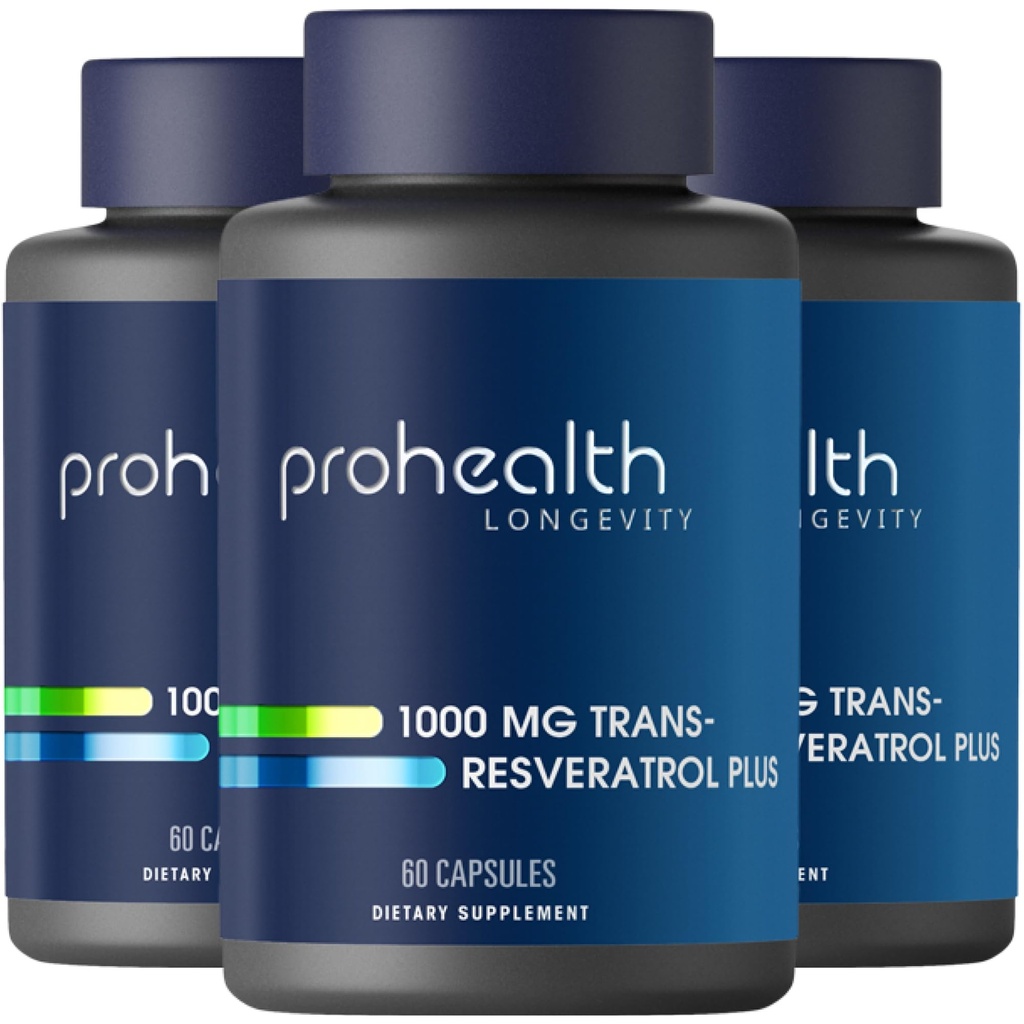 ProHealth Trans Resveratrol Plus 1000mg. Supplément trans-rés le plus recherché dans le monde. Doctor Formulé avec Quercetin & BioEnhancers pour Max Potency. Laboratoire testé 98% Pure. 30 portions (3 pack)