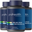 ProHealth Trans Resveratrol Plus 1000mg. Supplément trans-rés le plus recherché dans le monde. Doctor Formulé avec Quercetin & BioEnhancers pour Max Potency. Laboratoire testé 98% Pure. 30 portions (3 pack)