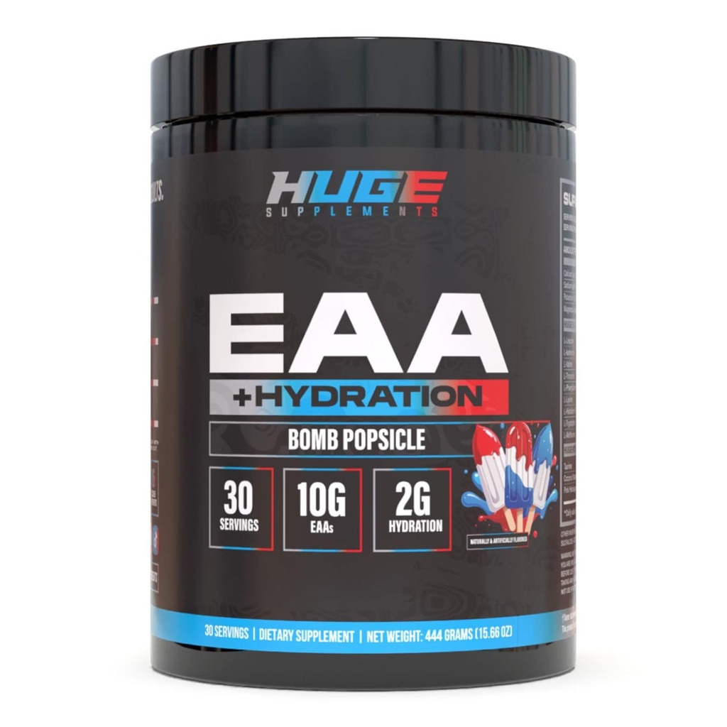 Énorme EAA + Hydratation, Poudre essentielle d'acides aminés, AEA & BCAA, Poudre de récupération intra et post-entraînement, Croissance musculaire, Récupération et performance, 10g EAA & électrolytes, Popsicle de bombe, 30 portions