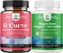 Ensemble de G-Curve Butt & Breast Enhancement avec Saw Palmetto Extrait de chèvre en chaleur herbe pour les femmes et sans sucre Magnésium Glycinat à croquer avec Taurate & Citrate Complex Plus Vitamines D3 B6 & C