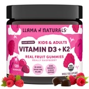 Lama Naturals Vitamine D3, Vegan, Supplément de soutien aux immunes organiques, Gommies de vitamine D pour les adultes et les enfants, Vitamines Gommy de vrais fruits, favorise la santé des os, pas d'ajout de canne à sucre, framboise, 120 Ct