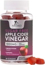 Gommies de vinaigre de cidre de pomme pour perte de poids 1000mg - Gommy de vinaigre de pomme végétalien pour désintoxication et nettoyage, pilules de supplément de vinaigre de cidre de pomme, vitamine B12, sans sucre Gommy de vinaigre de cidre de pomme, non-OGM, nutrition de la nature - 60 Gommies