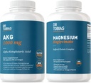 Tobias AKG Supplement & Magnésium Bisglycinate - Soutien des niveaux d'énergie, Muscle, Nerve & Bone Health avec Magnésium à haute absorption et Biodisponible AKG, Vegan, Non-OGM