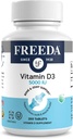 FREADA Vitamine D3-5000 UI - Comprimés de supplément de casher à haute puissance pure - Santé des os et des muscles, Absorption de calcium, Soutien immunitaire pour les hommes et les femmes* - 250 Nombre