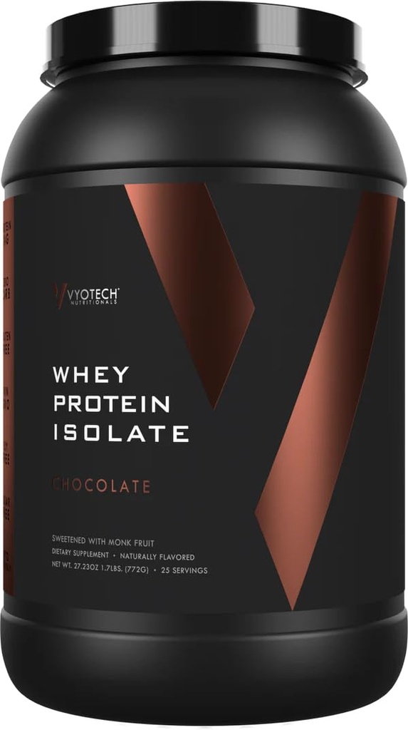 Vyotech Whey Protein Isolate | Naturally Sweetened with Monkfruit | 24g Protein | Zero Carb Sugar-Free Keto-Friendly Gluten-Free Soy-Free & Non-GMO | 25 Servings | 1.7 LBS | Chocolate Flavor