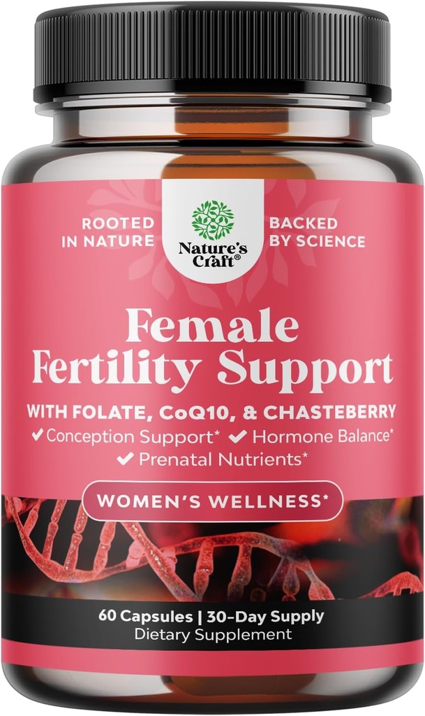 Supplément de fertilité pour les femmes avec multivitamines prénatales - Soutien à la fertilité féminine avec Inositol prénatal Inositol Folate Chasteberry et CoQ10 Blend pour promouvoir la conception plus rapide