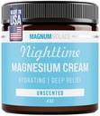 Magnum Solace Lotion de magnésium – Crème de nuit hydratante Appliquer sur les jambes, les bras ou la poitrine - Chlorure topique USA Made and Safe for Kids (Inscented)