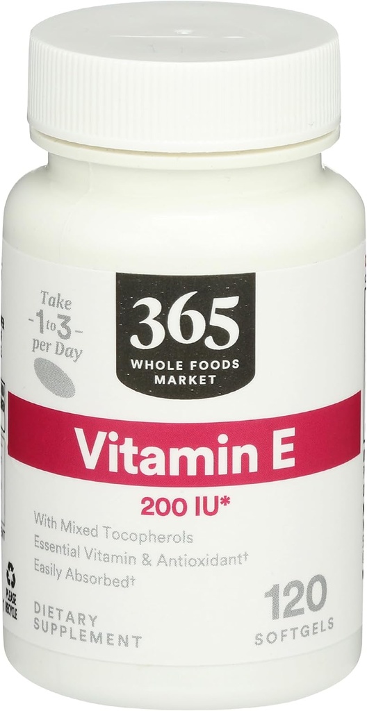 365 par marché des aliments entiers, vitamine E 200 UI, 120 CT