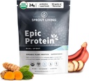 Sprout Living, Protéines épiques, Protéines végétales et Superfoods Poudre, Real Sport de 24 grammes de poudre de protéines organiques, récupération, végétalien, non laitière, non-OGM, sans gluten, faible sucre (1 livre, 12 portions)
