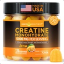 Luminosité intérieure Gommies monohydratées de créatine pour les hommes et les femmes 5000 mg, 3ème partie testée, Creatine Chews pour la croissance musculaire, la force et le soutien énergétique, sans sucre, Vegan, 120 Comte, Mango Passionfruit