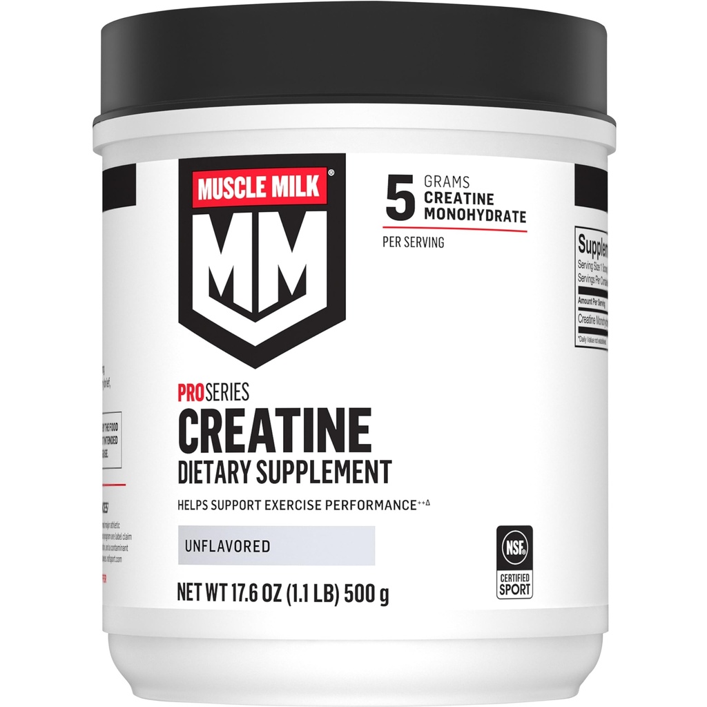 Supplément en poudre de lait Pro de la série Muscle, non aromatisé, 1,1 livre, 100 portions, 5g de monohydrate de créatine, NSF certifié pour le sport, emballage mai Vary