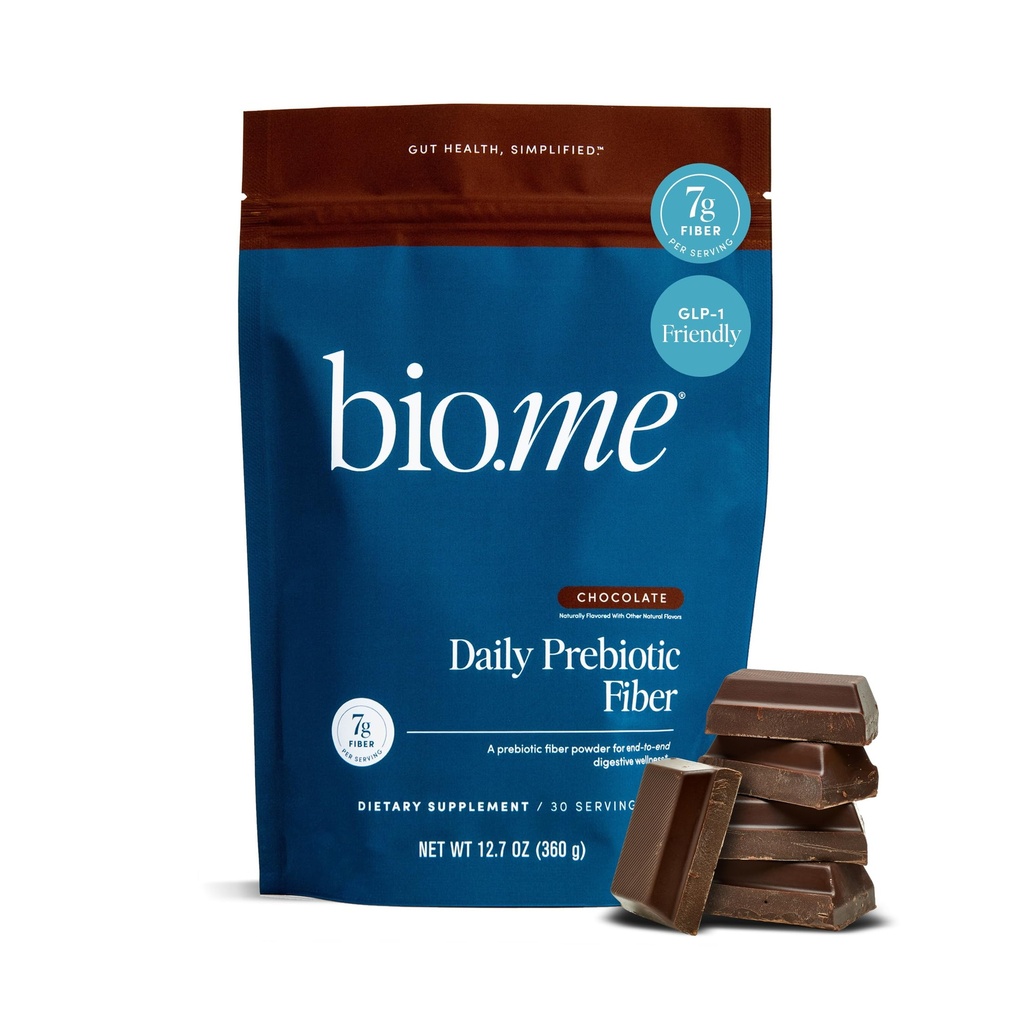 Bio.me Chocolat quotidien en poudre de fibre prébiotique - 7g par portion - Poudre de supplément de fibre soluble et soluble pour les femmes et les hommes - Santé digestive et santé gustative - BPL-1 amical, sans sucre - 30 portions