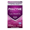 Phzyme Ultimate Strength Anti-Gas 500 mg Siméthicone Gas Relief pour les adultes, Gels rapides Rapidement Ease Bloating, Pression et Désagrément, 20 Compte