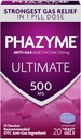 Phzyme Ultimate Strength Anti-Gas 500 mg Siméthicone Gas Relief pour les adultes, Gels rapides Rapidement Ease Bloating, Pression et Désagrément, 20 Compte