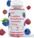 Gommies monohydratées de créatine pour les hommes et les femmes - Raspberry bleu aigre haute pureté- Gommy infusé de créatine à croquer pour la force musculaire et l'énergie Boost, Biodisponible Supplément pré-entraînement