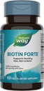 Nature's Way Biotin Forte, soutient la santé des cheveux, de la peau et des ongles*, 3000 mcg Biotine par portion, avec zinc, vitamine C, B-vitamines, 60 comprimés (paquetage May Vary)
