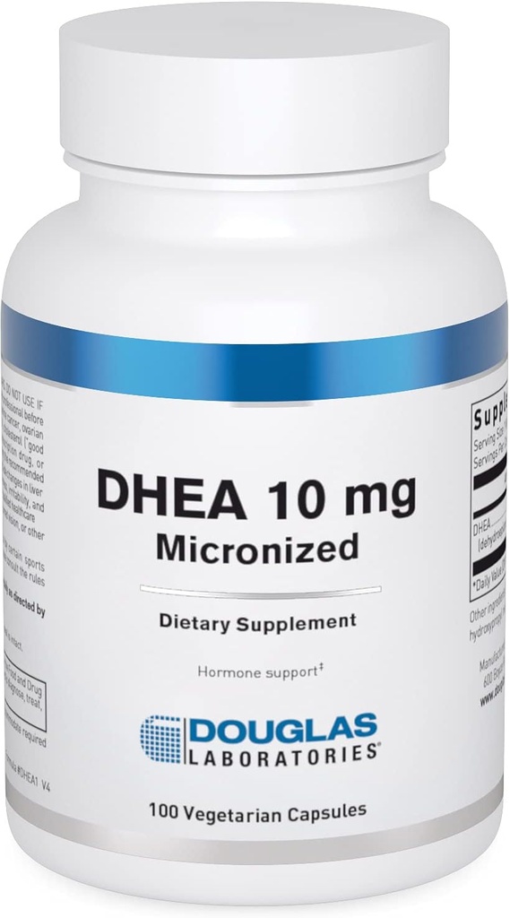 Douglas Laboratories DHEA 10 mg Capsules - Micronisées - Supporte l'équilibre hormonal, l'immunité, le cerveau, la santé osseuse et le métabolisme* - Non-OGM - 100 capsules végétariennes