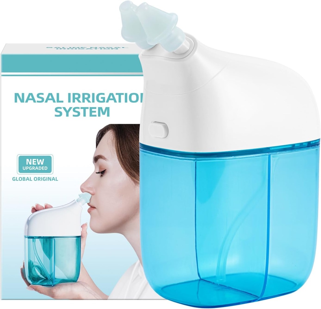 Nasal Irrigation System, Nasal Rinse Machine, Sinus Rinse Machine, Sinus Cleaner Machine with Water Tank & Waste Collection Tank - Nose Cleaner for Sinus,Sinus Adult,Allergy Relief - Blue