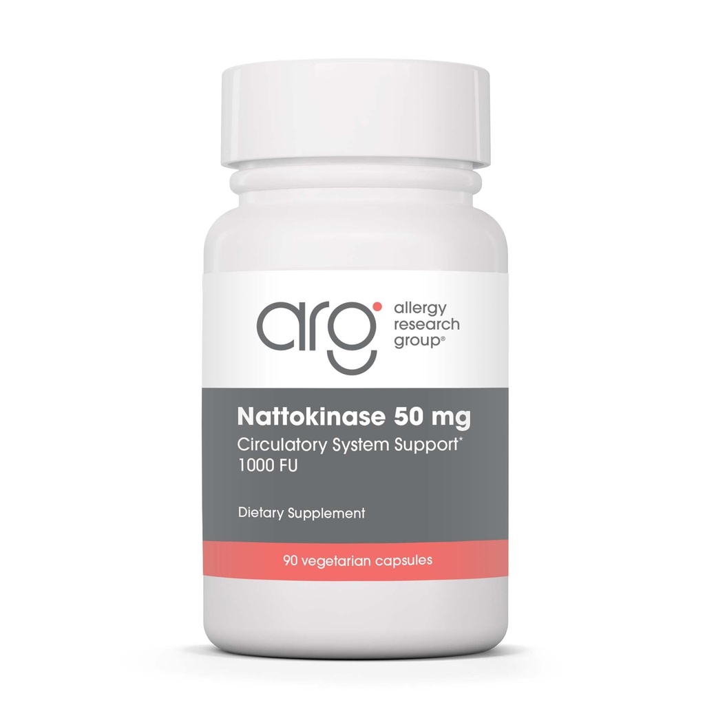 Groupe de recherche sur l'allergie Nattokinase Supplément de 50mg - Nattokinase purifiée et encapsulée, dérivée de Natto, Capsules végétariennes - 90 Compte