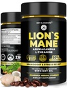 KEY ELEMENTS Organic Lions Mane Supplement Capsules with MCT Oil for Brain Support & Relaxed Focus - Lion's Mane Extract with Ashwagandha and L-Theanine - Lions Mane Mushroom Softgels