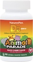Natures Plus Parade animale Vitamine D3-500 UI pour les enfants - Saveur de cerise noire - 90 comprimés à croquer en forme d'animal - Bone Health & Immune System Support - 90 portions