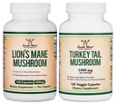 Double Wood Supplements Lion's Mane Mushroom (120 Count) and Turkey Tail Mushroom (120 Count)