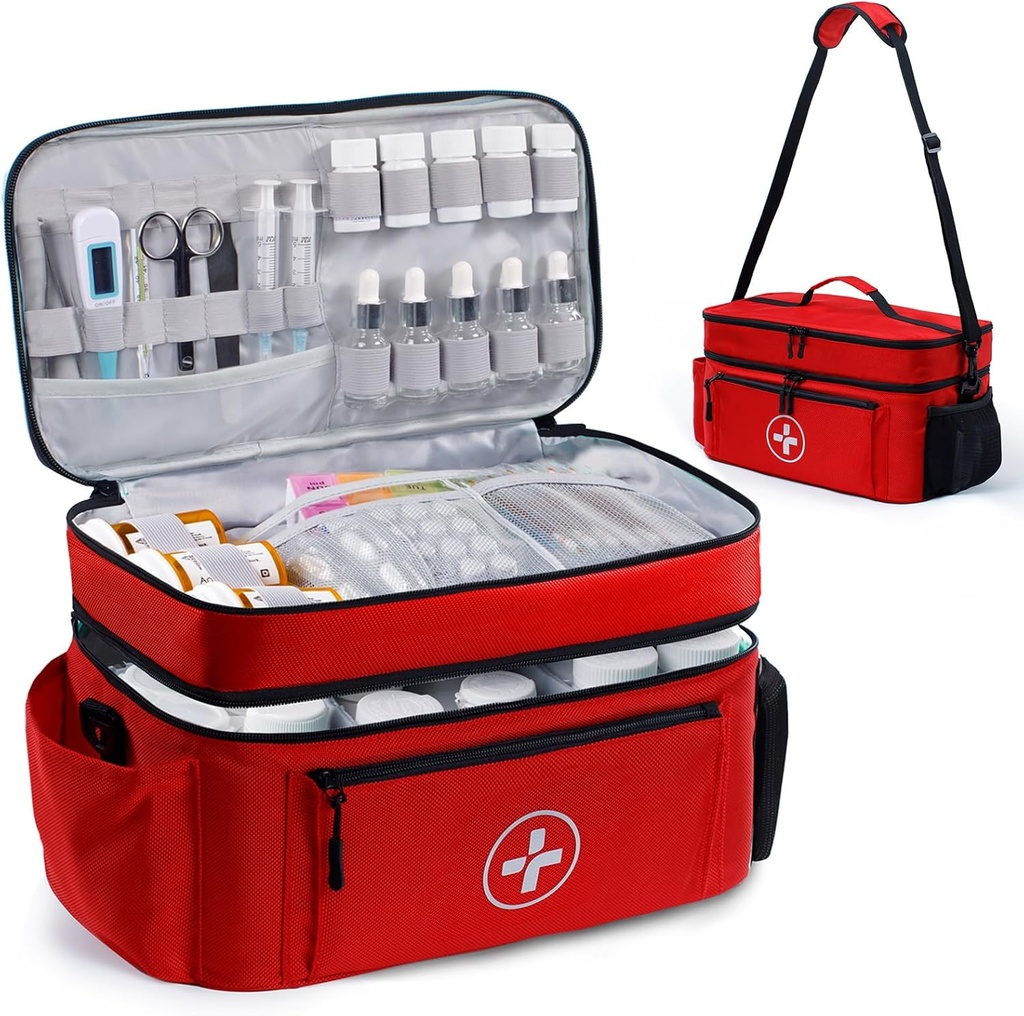 BAGSFY organisateur de sacs de médecine de voyage, sac médical vide, organisateur de bouteilles de pilule pour la maison, grand entreposage des médicaments, cas de transport de voyage trousse de premiers soins sacs vides, trousse d'urgence.
