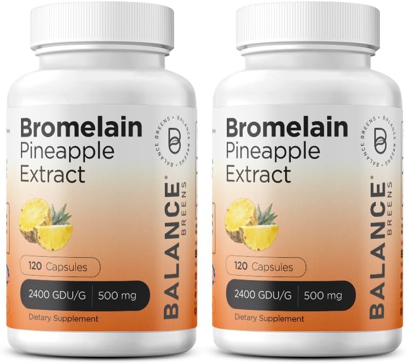 Balancebreens Bromelain 500mg, 120 Capsules - Enzyme digestive extrait d'ananas, soutient la digestion et le supplément de santé articulaire