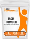 BulkSupplements.com Poudre MSM - méthylsulfonylméthane, supplément MSM, supplément nutritionnel - sans gluten, 3g par portion, 250g (8,8 oz) (paquet de 1)